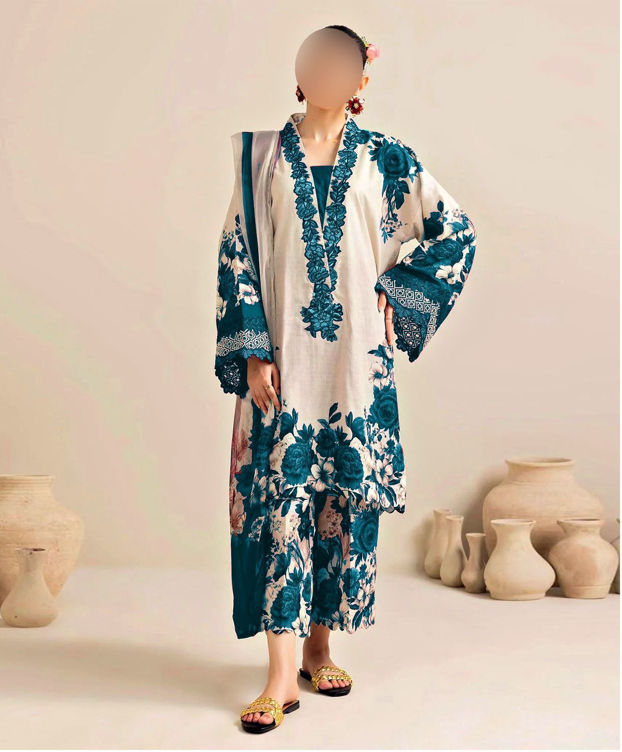 WINTER SILK DIGITAL PRINTED 3-PIECE - SD#43